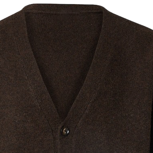 Men's Brown V-neck <b>Cardigan</b> Full Sleeve Solid Color Button Closure <b>Thick</b> Wool Knit Autumn Wear Regular Fit - Product Image 5