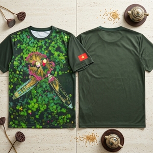 เสื้อยืดเวียดนามสวยงามแบบกำหนดเอง รับผลิตเสื้อผ้าฝ้ายขายส่งแบบ OEM ODM - Product Image 2