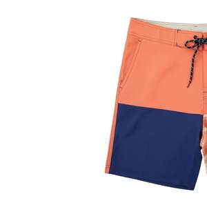 Shorts de Baño Color Block Naranja Durazno, Ligeros, con Logotipo Personalizado, para Entrenamiento y Playa - Product Image 3