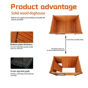 Cuccia per Cani di Taglia Grande in Legno con Cinghie, 45 Pollici, Oro Rosso Nero, Resistente alle Intemperie, con Piedini Rialzati, per Uso Interno ed Esterno - Product Image 3