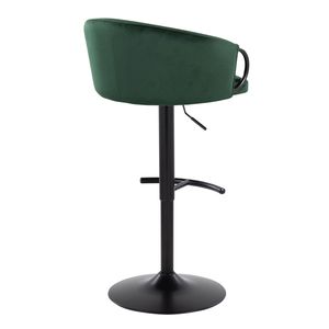 Ensemble contemporain Claire de 2 tabourets de bar réglables en métal noir et velours vert avec repose-pieds pivotant et arrondi en forme de T - Product Image 4