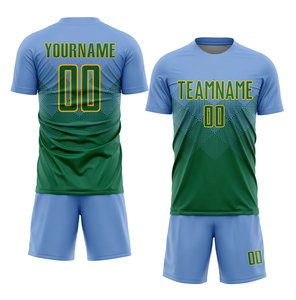 ชุดเสื้อฟุตบอลสีเขียวแบบปรับแต่งได้สำหรับผู้ชาย แขนสั้น โพลีเอสเตอร์ 100% พิมพ์ลายแบบซับลิเมชั่น ระบายเหงื่อได้ดี ทรงสปอร์ต - Product Image 3