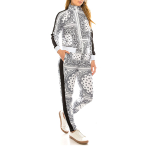 Ensemble de survêtement sportif 2-en-1 personnalisé pour femme, imprimé, décontracté, avec sweat à capuche et pantalon de jogging à cordon, pour la gym et le fitness, vente en gros - Product Image 3