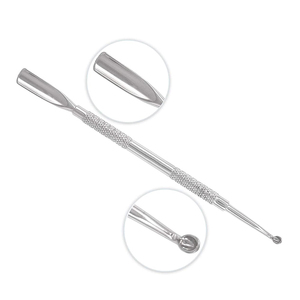 MARI INSTRUMENTS Empujador de Cutículas Profesional de Doble Punta de Acero Inoxidable con Gancho de Limpieza Curvo y Agarre Antideslizante para Manicura - Product Image 4