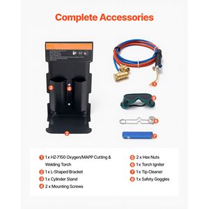 Kit de soplete de oxígeno y propano, soplete de latón para soldar con manómetros duales, herramienta portátil de soldadura Oxy MAPP - Product Image 3