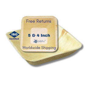 Bol Areca carré artisanal avec finition naturelle, utilisé pour servir des collations et des plats - Product Image 1