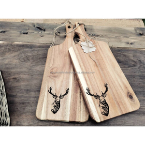 Planche à découper imprimée lapin en bois d'acacia de qualité supérieure planche à découper en bois faite à la main plateau de cuisine rustique pour viande BBQ fromage Fruits - Product Image 5