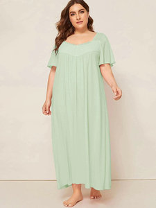 Wholesale New Solid <b>Mini</b> Simple Natural Party Casual Elegant Women Evening Summer Fashion Short Sleeve Plus Size Knitted Dress - Product Image 2