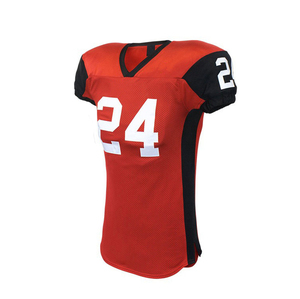 Conjunto de Uniforme de Fútbol Americano, Impreso, Transpirable, Rojo y Negro, Cuello en V, Manga Corta, Número 24, Pantalones Blancos con Cierre de Lazo, para Hombre Adulto - Product Image 3
