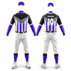 High Quality Unisex Long Sleeve Button Up Jersey with Pant Multi Color Design Sportswear Club Uniform <b>Baseball</b> Sports Uniform - Product Image 1
