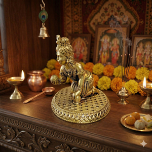 Idole artisanale en laiton Laddu Gopal pour le temple domestique et la Pooja quotidienne, statue en laiton de qualité supérieure Laddu Gopal pour Janmashtami et les occasions religieuses - Product Image 1