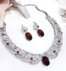 Stylish Premium Quality <b>Silver</b> Plated Classic Designer Zircon <b>Necklace</b> Earrings <b>Set</b> for Women Gift for Wedding Party Occasions - Product Image 2