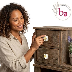 Ba White Porcelain Round Knob With <b>Gold</b> Polka Dots Traditional Cabinet <b>Drawer</b> Handle - Product Image 5