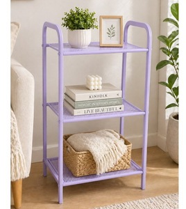 Black Metal 3 Tier Display Rack Open <b>Shelf</b> Storage Holder for Living Room <b>Bedroom</b> Office Rack for storage 3-tier storage <b>shelf</b> - Product Image 1