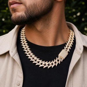 Collier chaîne cubaine en argent 925 plaqué rhodium pour homme avec pendentif cadenas diamanté, bijou hip-hop tendance pour le quotidien - Product Image 5