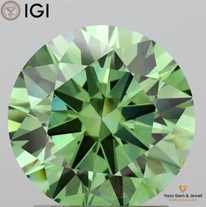 Diamant de laboratoire CVD de 4,00 carats avec certificat IGI, 10,30 mm pour bague spéciale, coupe ronde, clarté VS1, couleur vert vif fantaisie - Product Image 1