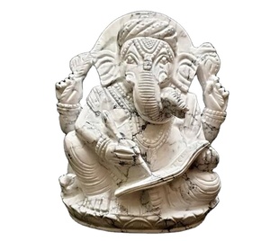 รูปปั้นแกะสลักทำจากธรรมชาติ Howlite,หินคริสตัลธรรมชาติทำในอินเดีย - Product Image 1