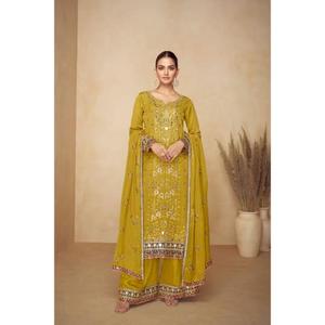 Traje Salwar de Diseñador Gulkayra Pahal en Tela Chinon Auténtica con Bordado Intenso y Trabajo Manual para Ocasiones Especiales - Product Image 1