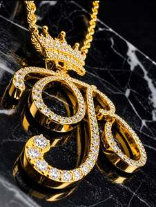 Custom S925 Crown <b>Initial</b> <b>Pendant</b> Necklace Gold Plated 925 <b>Silver</b> Bezel Setting Luxury Letter Charm Jewelry for Party Gift - Product Image 2