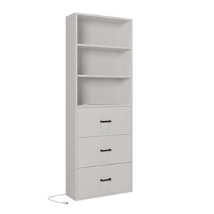 Triamine White Display Cabinet 60*23.5*180cm FCH 3 Layers with 2 USB 2 Plugs US Standard 3 Drawers Bookcase - Product Image 6