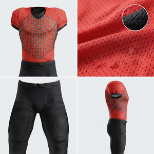 Maillot de football américain personnalisé pour homme, rouge et noir, sublimé, manches courtes, respirant, ajusté, vêtements de sport pour adultes - Product Image 5