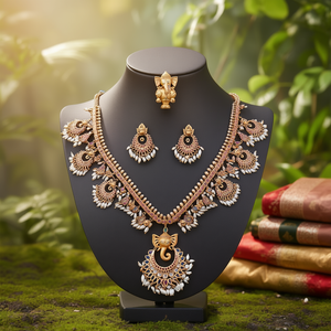 Lord Ganesha Style Guttapusalu Fashion Jewelry Necklace Set - Product Image 3