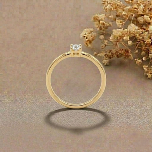 Anillo de Compromiso Unisex AMBER JEWELS con Diseño de Hoja Moderna, Diamante Cultivado en Laboratorio, Engaste Geométrico con Puntas, Oro Sólido de 14K, Certificado IGI - Product Image 4