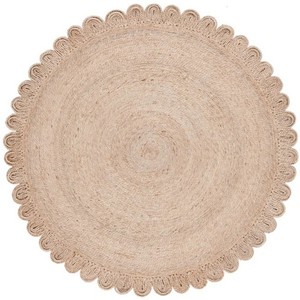 Tapis artisanal écologique, antibactérien, antidérapant, adapté aux animaux, réversible, style bohème, tissage plat, rembourré, géométrique, en laine et jute - Product Image 1