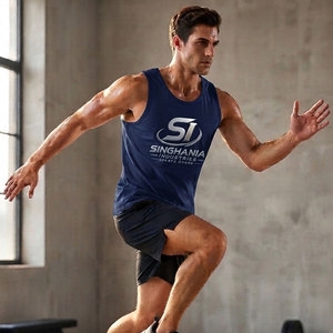 Camiseta sin mangas para hombre, elegante, de talla grande, transpirable, de secado rápido, cómoda, de punto, de poliéster/algodón, estilo urbano, lista para el gimnasio, informal - Product Image 3