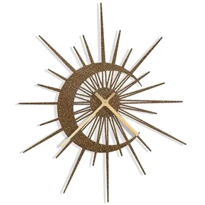Reloj de Pared de Metal Rústico Sunburst, Reloj Decorativo Moderno Vintage, Decoración Artística para el Hogar - Product Image 1
