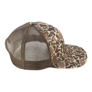Casquette de chasse structurée 6 panneaux en maille, motif camouflage vintage personnalisé, avec logo brodé, ajustable pour activités de plein air - Product Image 3