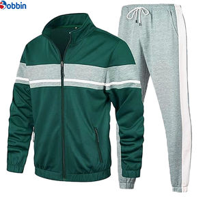 Tenue tendance pour hommes, vêtements de sport pour hommes, nouveau pantalon droit à manches longues, ensemble de sport décontracté avec col vertical tissé - Product Image 2