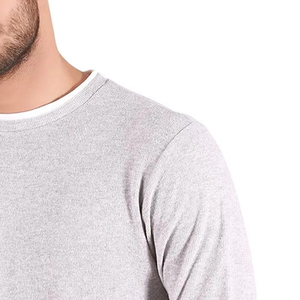 Pull en tricot gris à col rond pour homme, coupe classique, couleur unie, style automne, sweat-shirt à manches longues, coton respirant - Product Image 2