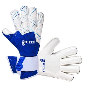 Gants de gardien de but de football en néoprène blanc et bleu, design personnalisé, avec latex allemand gaufré, 4 mm, latex allemand injecté, coupe négative en silicone - Product Image 4