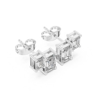 Elegant Design 0.50 CT Each <b>Emerald</b> Cut Stud <b>Earrings</b> 14K Solid <b>Gold</b> Fashion <b>Earrings</b> For Women Lab Grown Diamond Jewelry - Product Image 6