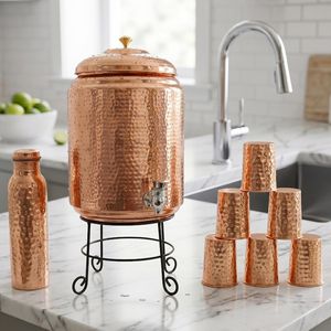 Copper Beverage Dispenser with Brass Faucet Premium Copper <b>Water</b> Storage <b>Container</b> Wholesale - Product Image 3