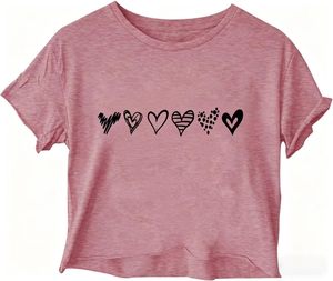 Camisetas cortas de manga corta para mujer, camisetas con estampado de flores silvestres, cuello redondo, camisetas gráficas holgadas informales de verano - Product Image 3