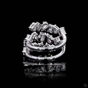 Anillo de compromiso en espiral con esmeralda natural de 2.73 quilates y diamantes en oro blanco de 14K, forma de pera octogonal, joyería hecha a mano. - Product Image 5