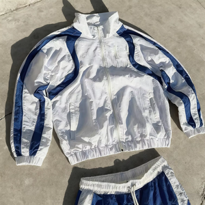 Custom Zipper Two Piece Set <b>Jogging</b> <b>Suit</b> Lightweight Windbreaker Waterproof Tracksuit Nylon Jackets and Nylon Track Pants - Product Image 3