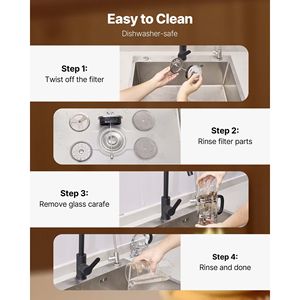 Cafetera de prensa francesa de vidrio borosilicato de 34 onzas y 1 litro, filtro de acero inoxidable, tetera de vidrio grande para el hogar, cerveza fría - Product Image 5