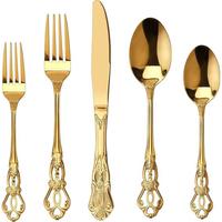 Ensemble de couverts dorés pour décoration de mariage, 5 pièces, style occidental, luxe, sans BPA, design moderne, couverts dorés pour la table