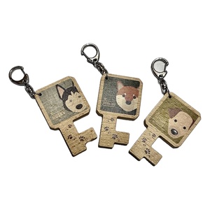 Custom Colorful Dog Wooden Key Chain <b>Ring</b> with Portable Phone Holder Charm - Product Image 3