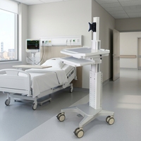Chariot médical réglable en hauteur Hochey en ABS pour clinique, mobilier hospitalier, chariot mobile pour ordinateur et soins infirmiers