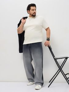Vaqueros anchos vintage para hombre, 100% algodón, corte holgado, tiro medio, pantalones de mezclilla casuales de color liso - Product Image 5