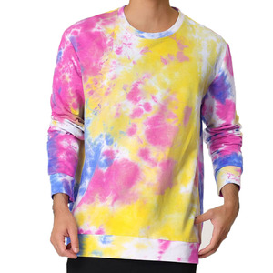 Sudadera de manga larga con cuello redondo y estampado tie-dye para hombre, corte regular, informal, tejida, moda de primavera para hombre a precio económico. - Product Image 1