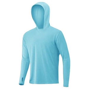 Men's <b>Neon</b> Green Long Sleeve Hooded UPF 50 Sun Protection Shirt Anti-UV Fishing Wear Pullover Solid Color Adult Size - Product Image 6