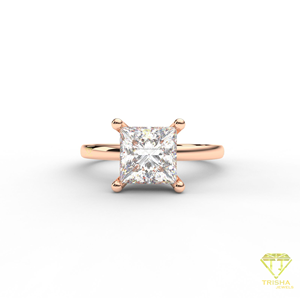 Princess Cut Moissanite Engagement <b>Ring</b> 14K Gold Plated <b>Solitaire</b> <b>Ring</b> For Women - Product Image 6