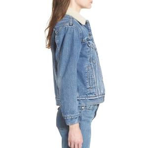 Women's Denim <b>Jacket</b> with Custom Logo Crystal Lace Accents and Cozy <b>Fur</b> Trim <b>for</b> Stylish Winter Fashion BY HI 2026 - Product Image 1