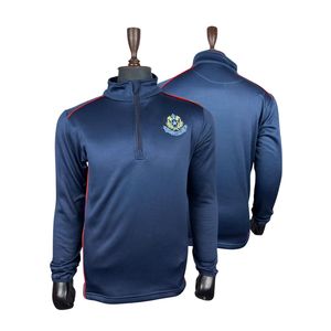 Suéter de punto para hombre con cremallera de un cuarto, logo bordado, casual, manga larga, corte ajustado, estilo urbano, para invierno - Product Image 1