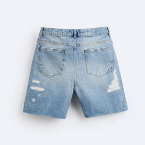 Shorts en jean extensibles taille mi-haute 100 % coton pour femme, coupe droite, séchage rapide, respirant, idéal pour l'été, vente en gros - Product Image 2